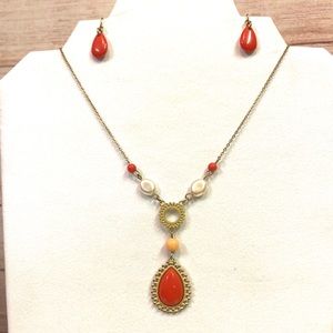 Coral Necklace and earrings set
